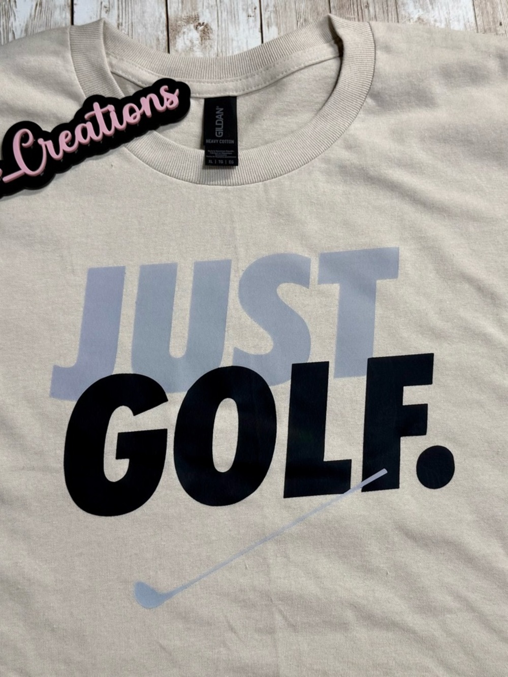 Gildan Tee with Black & Grey JUST GOLF Print